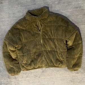 Wild Fable Furry Puffer | Olive